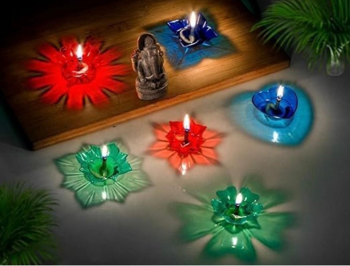 Reflective Shadow Diya Set for Diwali ( Pack of 6 )